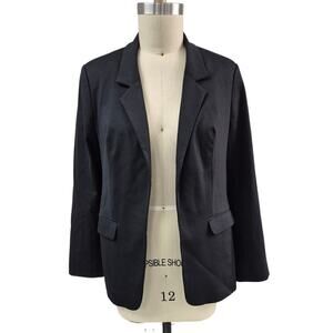 Express Boyfriend Blazer Cotton/Nylon Black Open Jacket women Sz L 44 chest